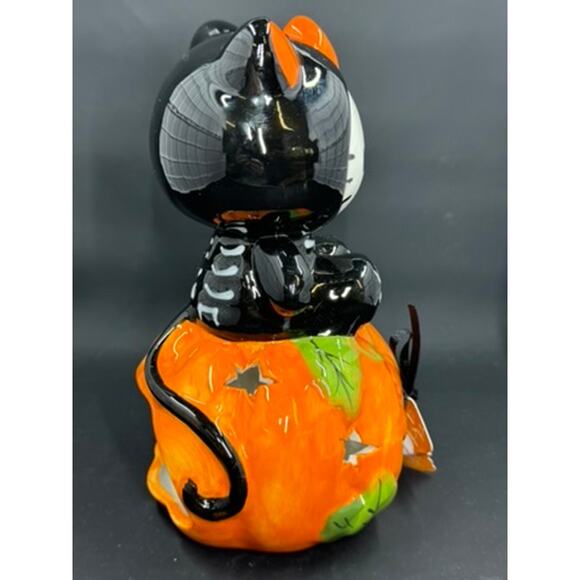 Hello Kitty T-Light Holder Black Cat, Orange Pumpkin, Cat Costume - Picture 4 of 8